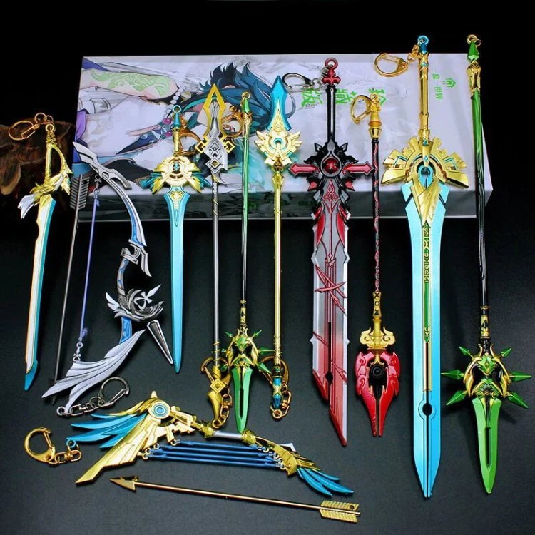 Factory Price Custom Genshin Cosplay Weapons Skyward Blade Gifts Collections Genshin Impact Sword Keychains