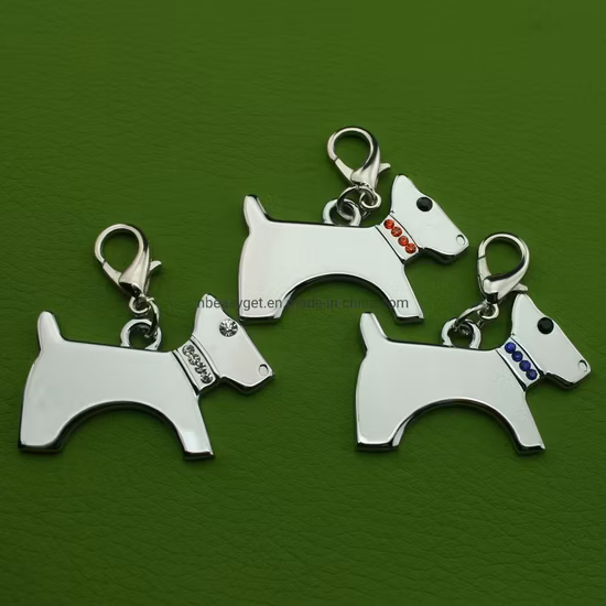 Etiqueta linda para mascotas con forma de perro, colgante de diamantes de imitación, etiqueta con dije ostentoso, accesorios para perros Esg16529