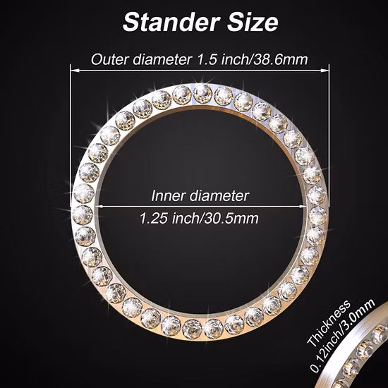 Etiqueta engomada del emblema de la decoración interior del coche, accesorios del anillo del diamante de imitación del cristal del coche de Bling para las mujeres, botón de encendido del motor de arranque de las piezas automotrices