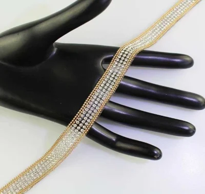 Accesorios de vestir para mujer con adornos Hotfix de cadena de diamantes de imitación