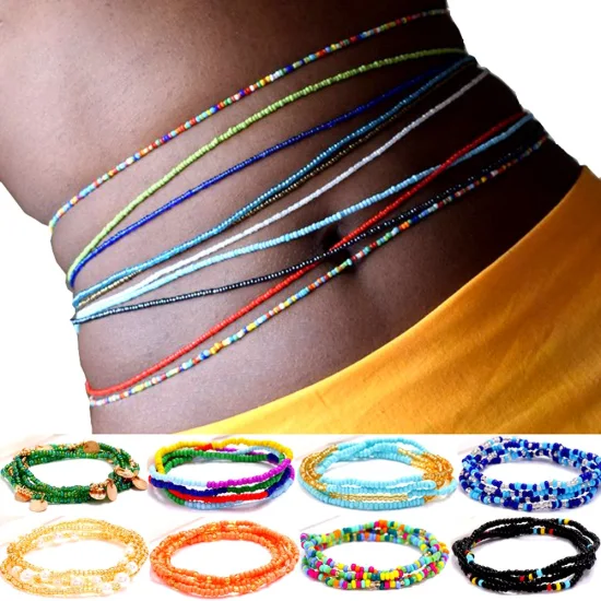 Cadena de cuentas de cintura africana en capas cadena para el cuerpo del vientre joyería de cintura